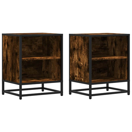 Bedside Cabinets 2 Pcs 40X31X50 Cm Engineered Wood And Metal
