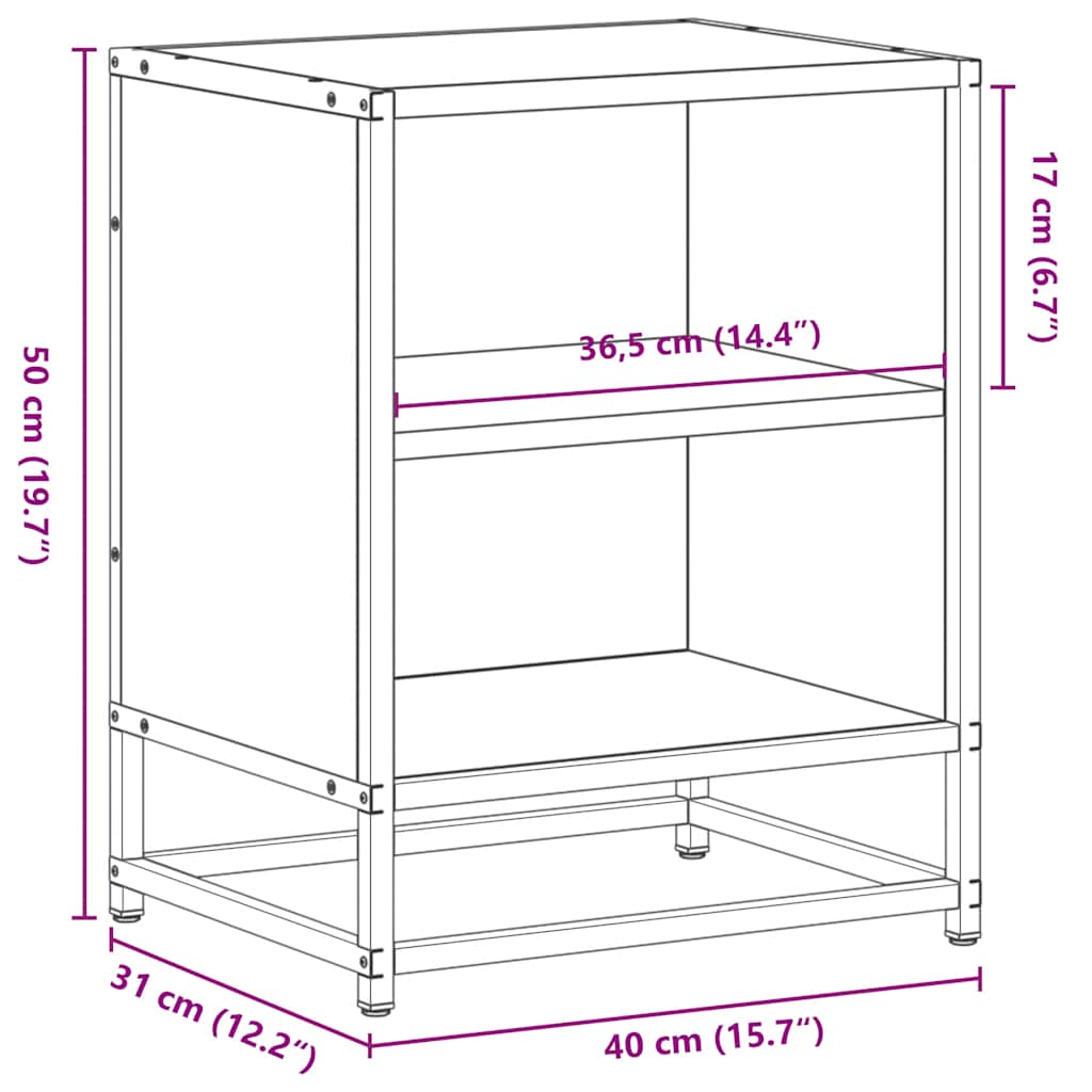 Bedside Cabinets 2 Pcs 40X31X50 Cm Engineered Wood And Metal