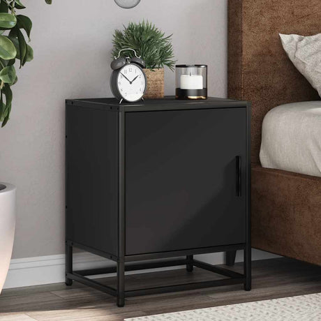 Bedside Cabinet 40X31X50 Cm Engineered Wood And Metal
