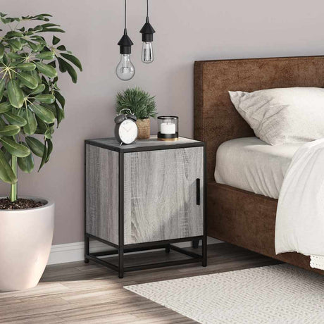 Bedside Cabinet 40X31X50 Cm Engineered Wood And Metal