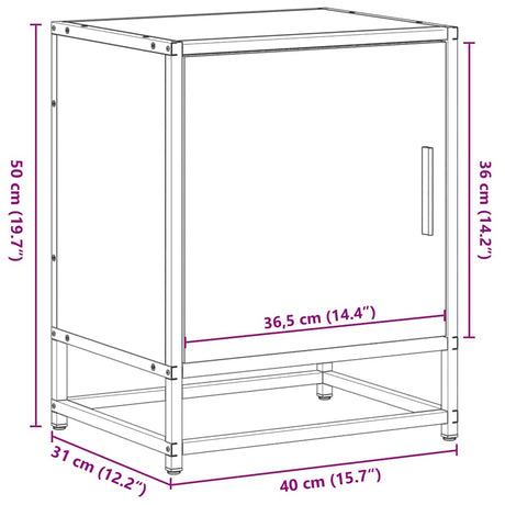 Bedside Cabinet 40X31X50 Cm Engineered Wood And Metal
