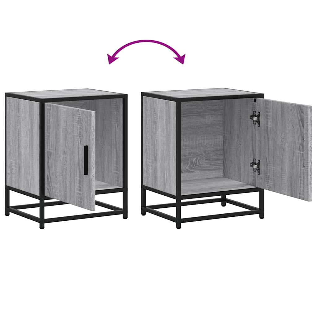 Bedside Cabinet 40X31X50 Cm Engineered Wood And Metal