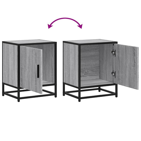 Bedside Cabinet 40X31X50 Cm Engineered Wood And Metal