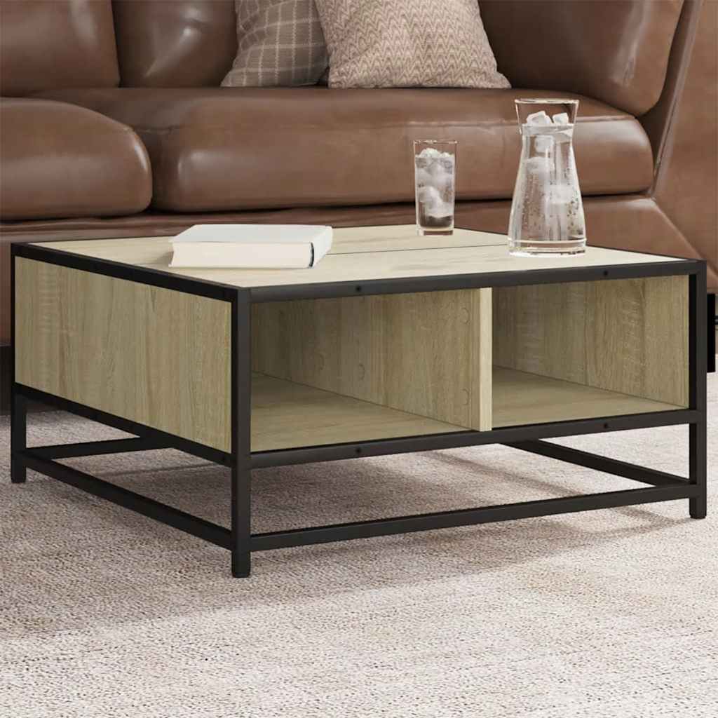 Coffee Table Brown Oak Engineered Wood And Metal
