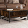 Coffee Table Brown Oak Engineered Wood And Metal