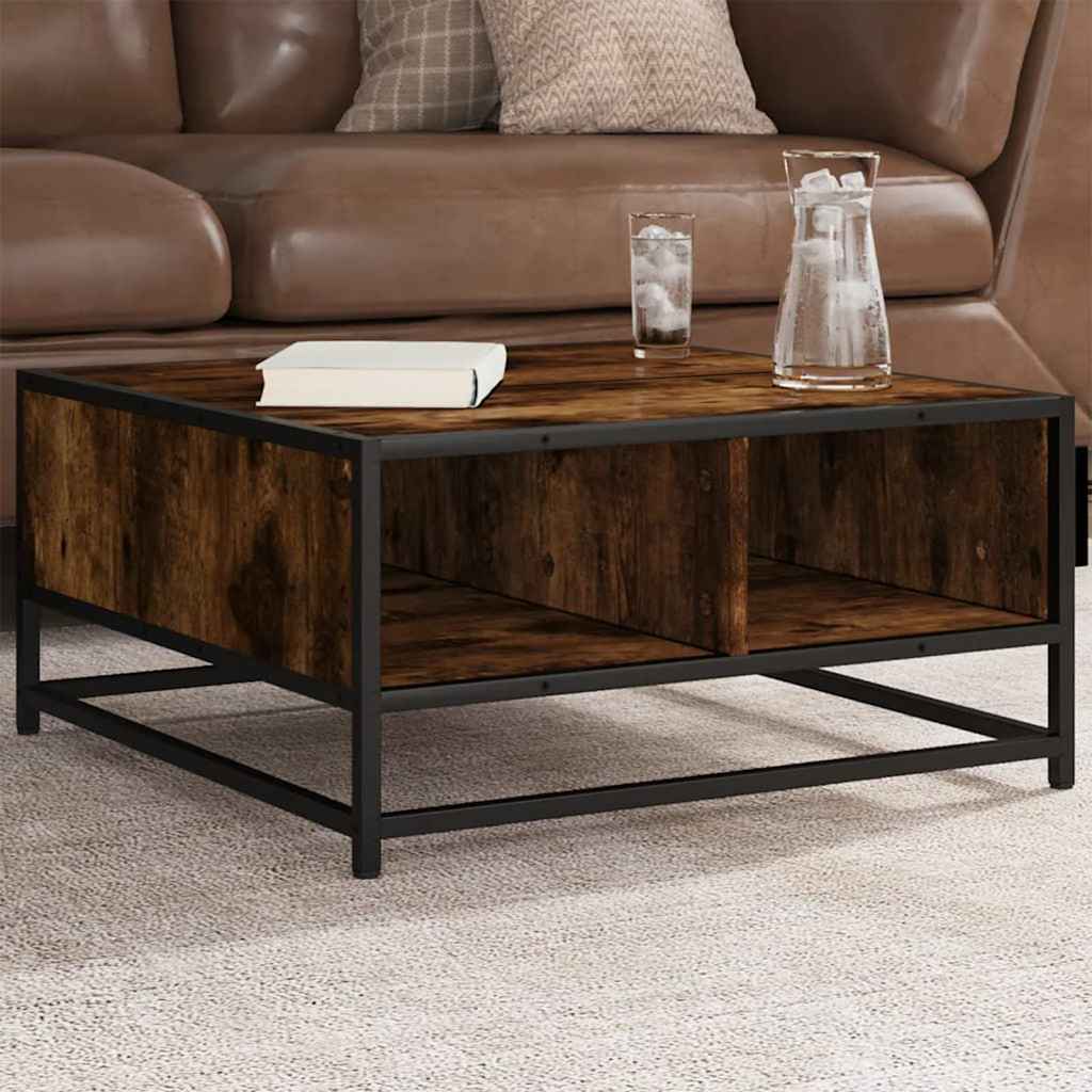 Coffee Table Brown Oak Engineered Wood And Metal