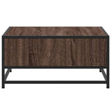 Coffee Table Brown Oak Engineered Wood And Metal