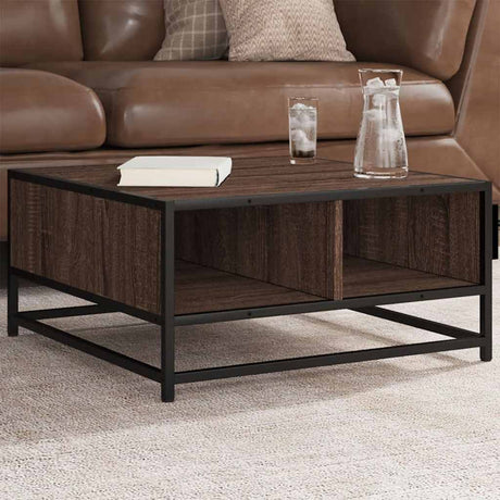 Coffee Table Brown Oak Engineered Wood And Metal