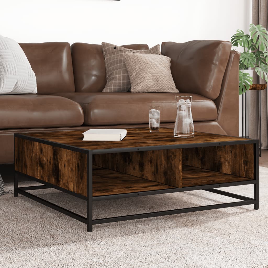 Coffee Table Brown Oak Engineered Wood And Metal