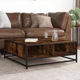 Coffee Table Brown Oak Engineered Wood And Metal