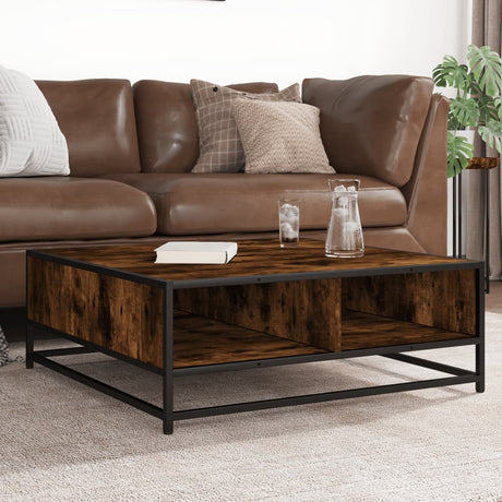 Coffee Table Brown Oak Engineered Wood And Metal
