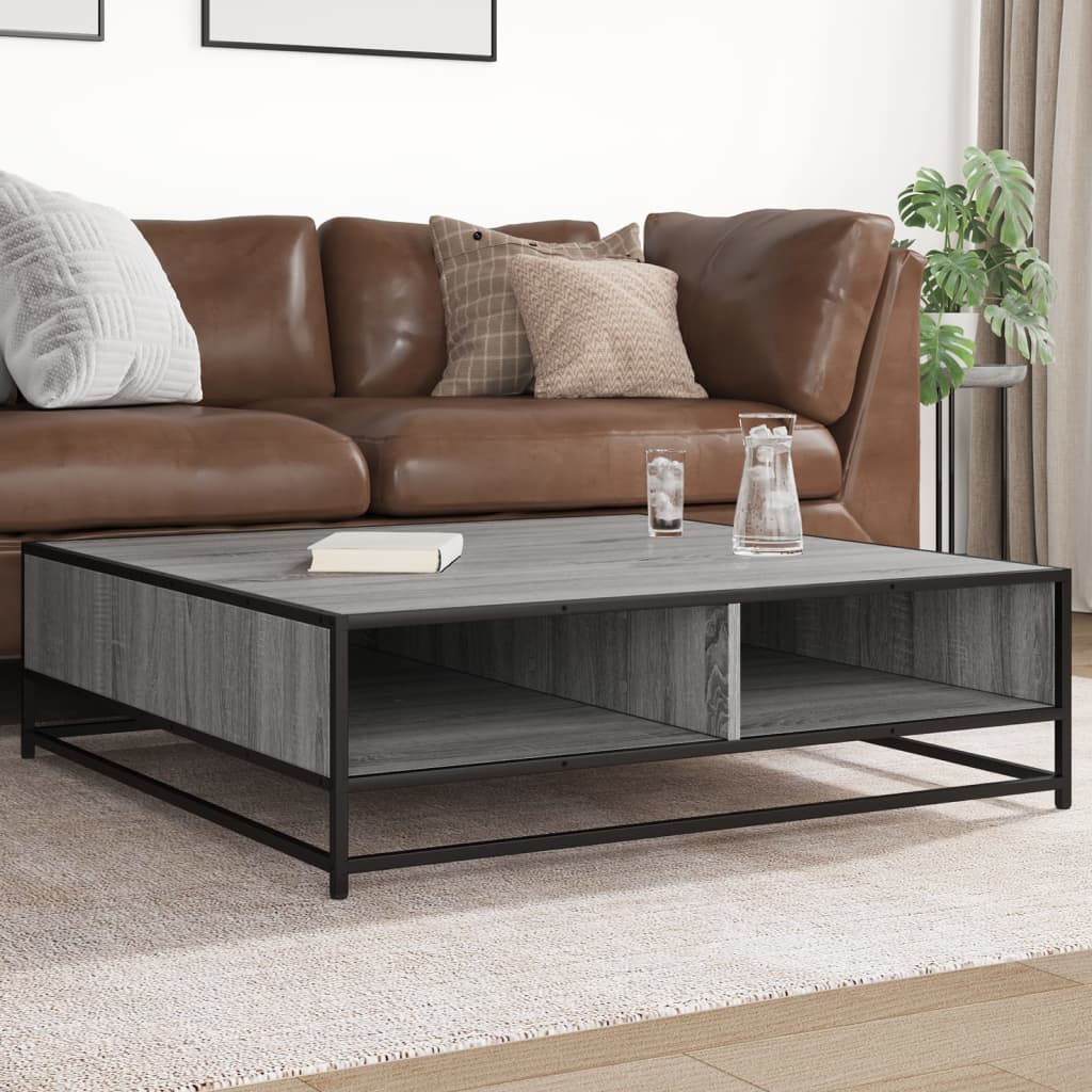 Coffee Table Brown Oak Engineered Wood And Metal