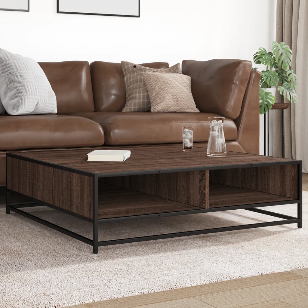 Coffee Table Brown Oak Engineered Wood And Metal