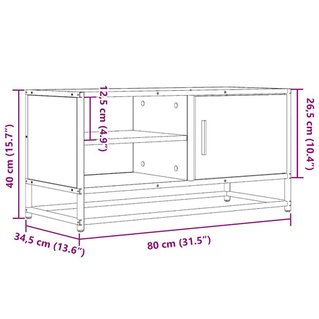 Tv Cabinet 80X34.5X40 Cm Engineered Wood And Metal