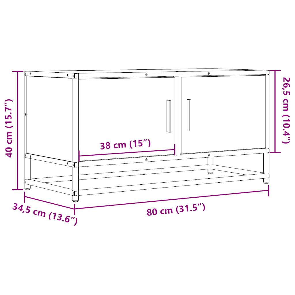 Tv Cabinet 80X34.5X40 Cm Engineered Wood And Metal