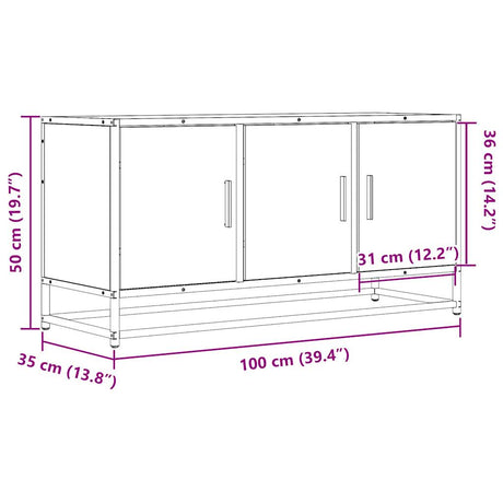 Tv Cabinet 100X35X50 Cm Engineered Wood And Metal