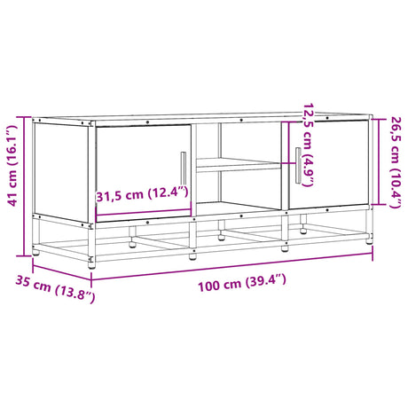 Tv Cabinet 100X35X41 Cm Engineered Wood And Metal