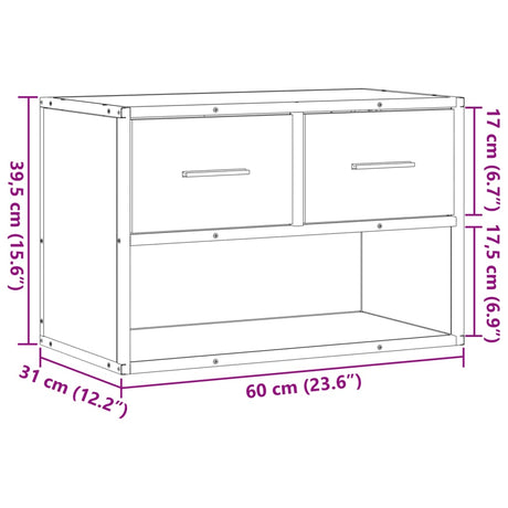 Tv Cabinet 60X31X39.5 Cm Engineered Wood And Metal