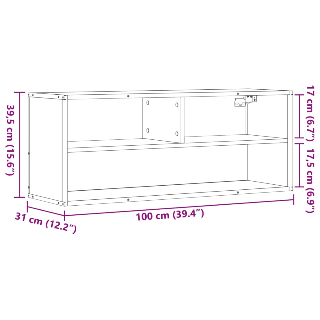 Tv Cabinet 100X31X39.5 Cm Engineered Wood And Metal