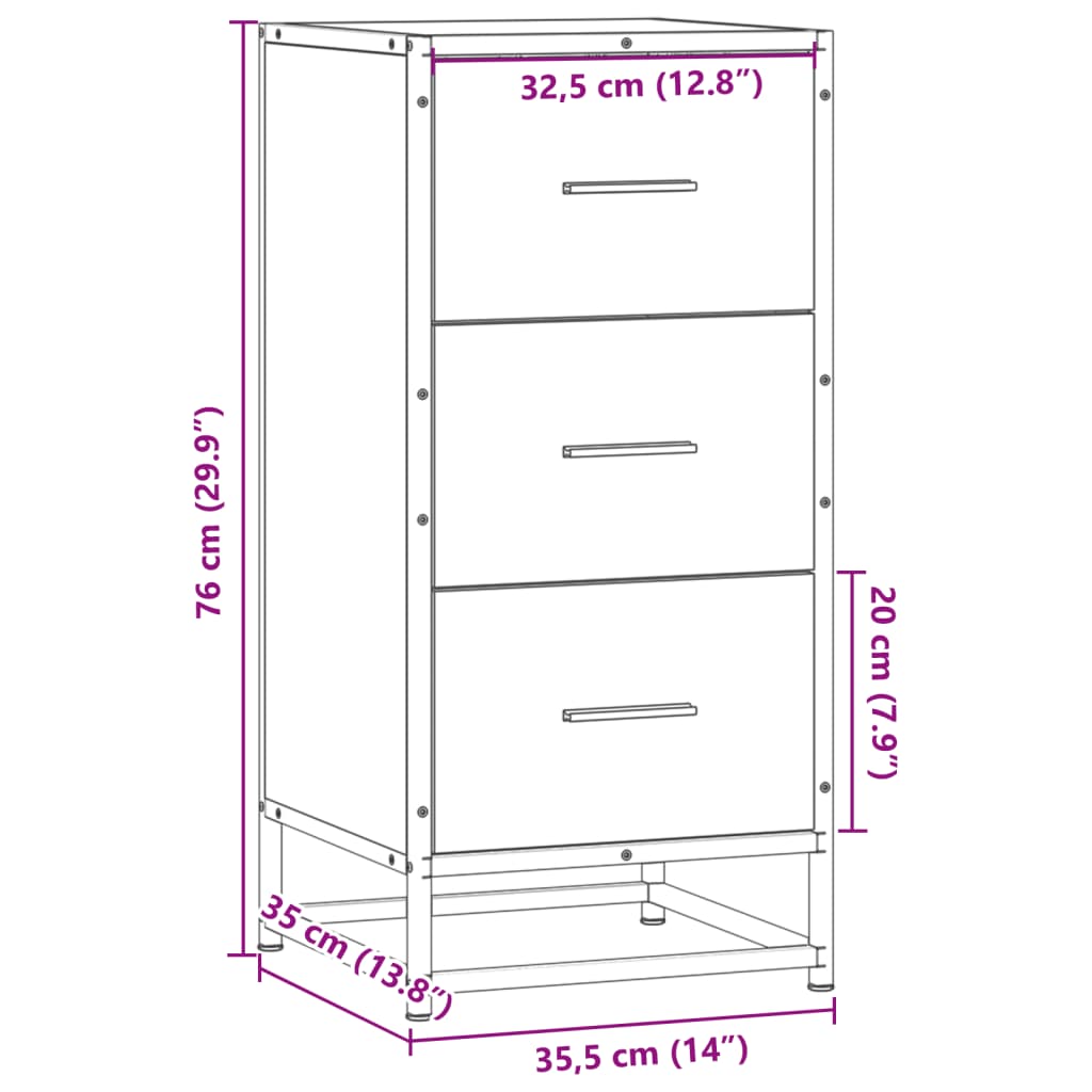 Sideboard 35.5X35X76 Cm Engineered Wood And Metal