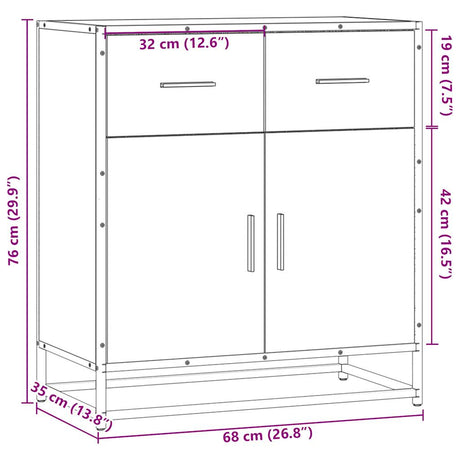 Sideboard 68X35X76 Cm Engineered Wood And Metal