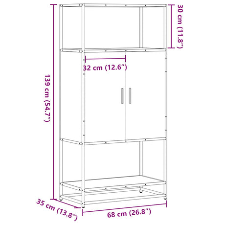 Highboard 68X35X139 Cm Engineered Wood And Metal