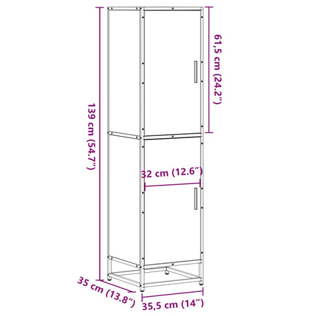 Highboard 35.5X35X139 Cm Engineered Wood And Metal