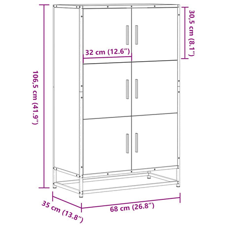 Highboard 68X35X106.5 Cm Engineered Wood And Metal