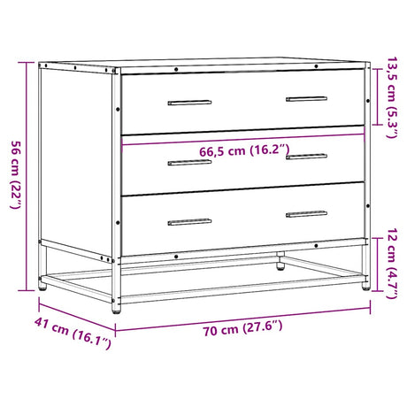 Drawer Cabinet 70X41X56 Cm Engineered Wood