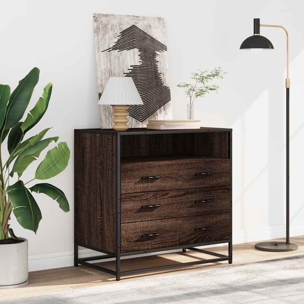 Drawer Cabinet Brown Oak 70x41x70 cm Engineered Wood
