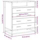 Drawer Cabinet Smoked Oak 70x41x83.5 cm Engineered Wood
