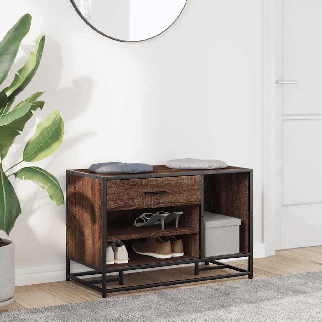 Shoe Bench 80X40X53.5 Cm Engineered Wood And Metal