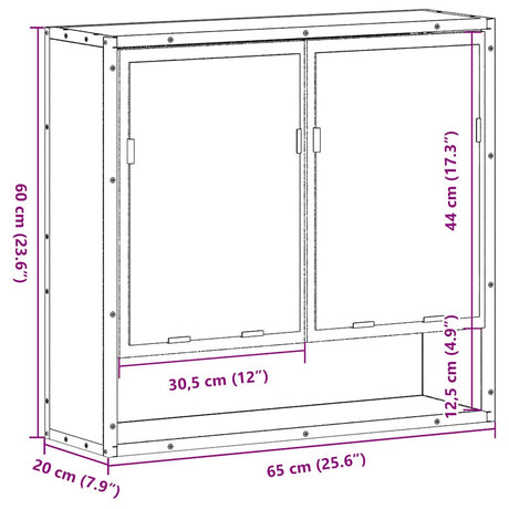 Bathroom Mirror Cabinet 65X20X60 Cm Engineered Wood