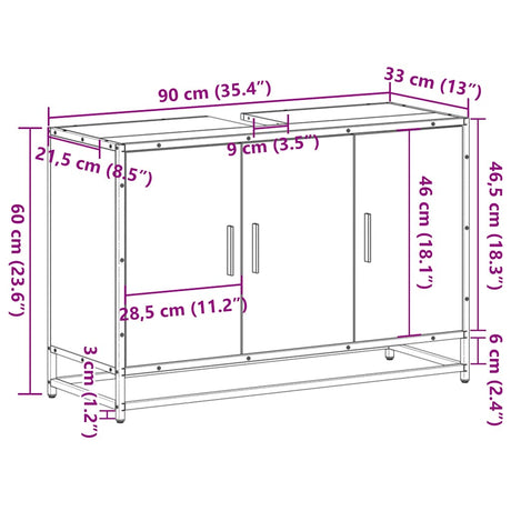Bathroom Sink Cabinet 90X33X60 Cm Engineered Wood