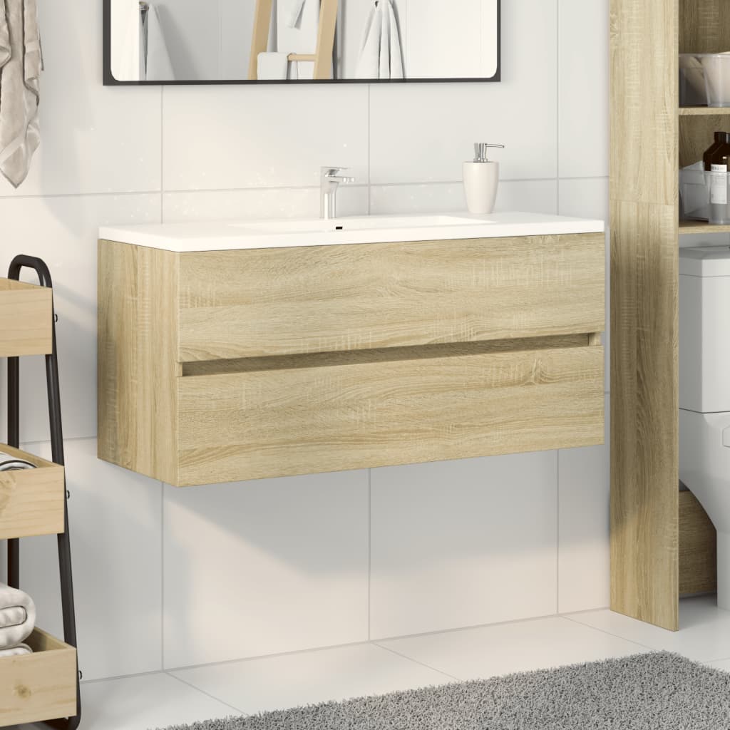 Bathroom Sink Cabinet Sonoma Oak 100X38.5X45 Cm Engineered Wood