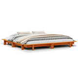 Bed Frame without Mattress Wax Brown 160x200 cm Solid Wood Pine
