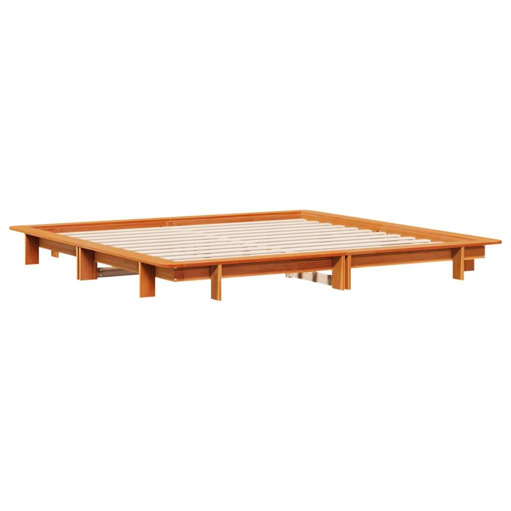Bed Frame without Mattress Wax Brown 160x200 cm Solid Wood Pine