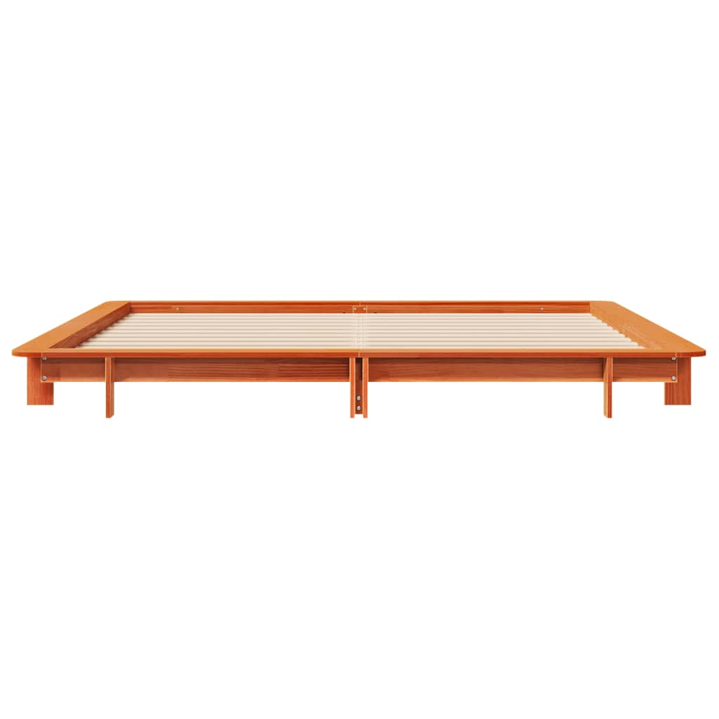 Bed Frame without Mattress Wax Brown 160x200 cm Solid Wood Pine