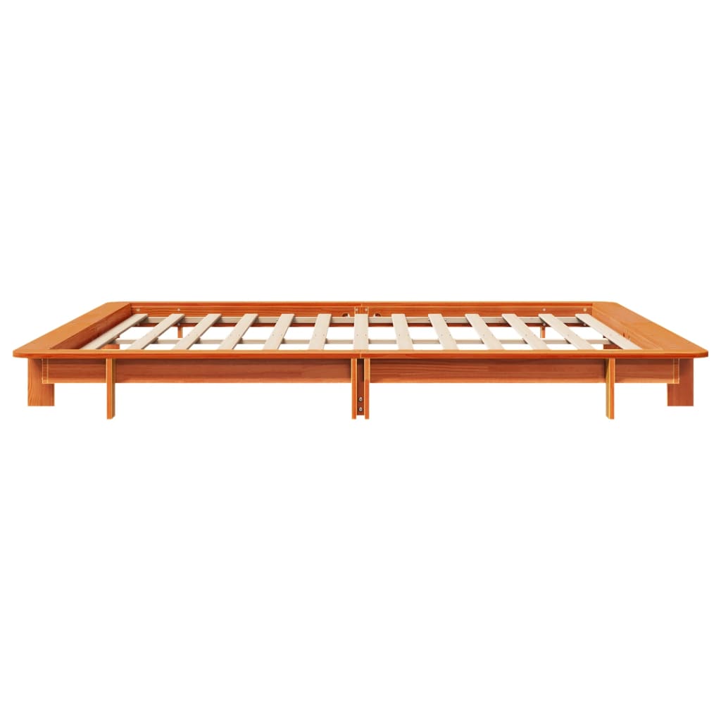 Bed Frame without Mattress Wax Brown 160x200 cm Solid Wood Pine