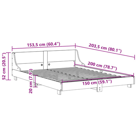 Bed Frame Without Mattress King Size Solid Wood Pine