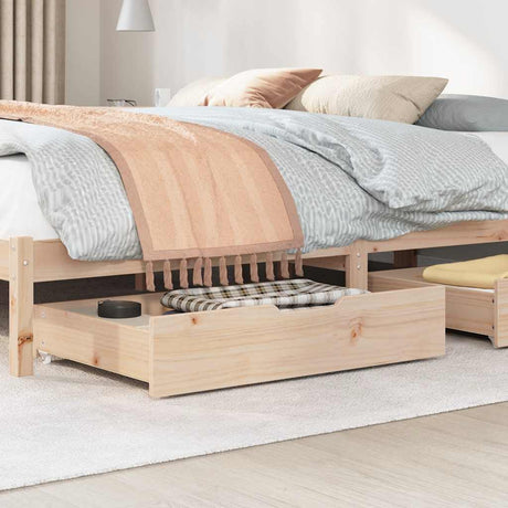 Under-Bed Drawers With Wheels 2 Pcs 80X55X17 Cm Solid Wood Pine