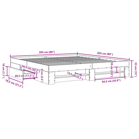 Bed Frame Without Mattress 200X200Cm Engineered Wood