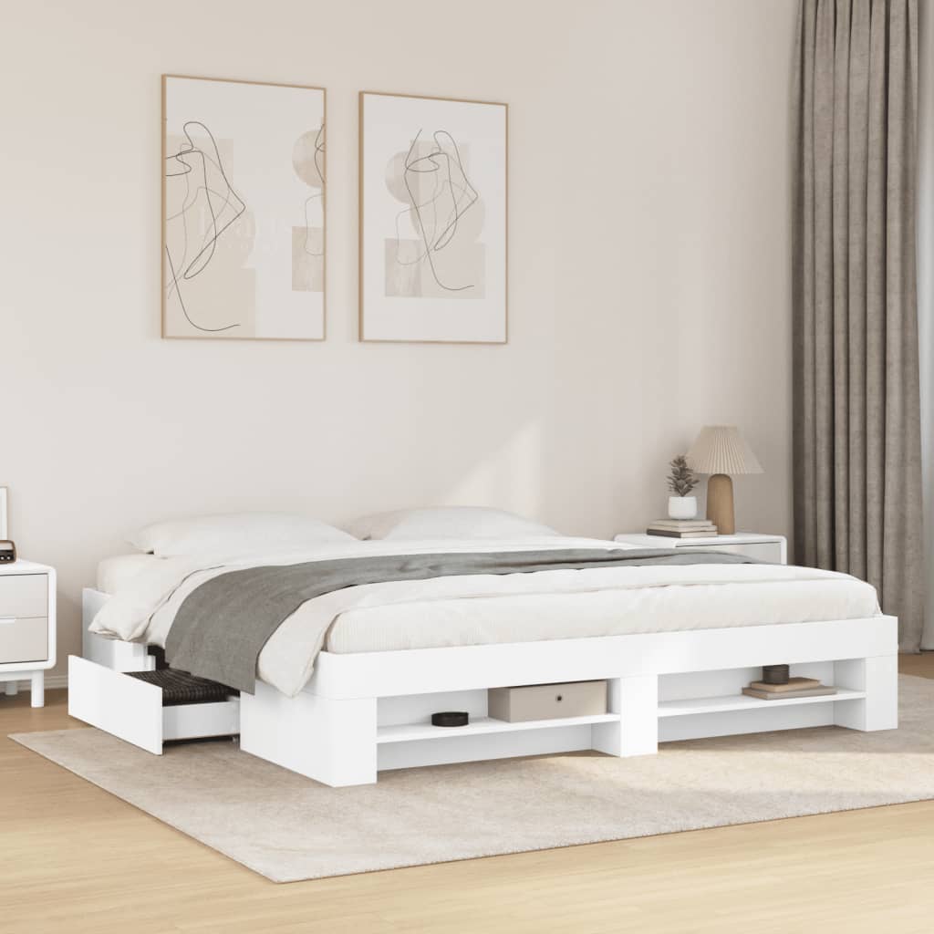 Bed Frame Without Mattress 200X200Cm Engineered Wood