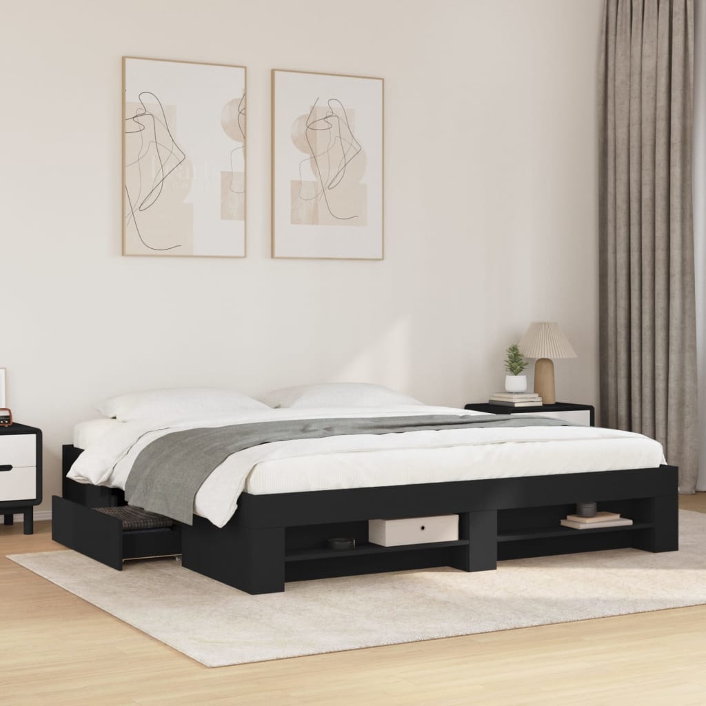 Bed Frame Without Mattress 200X200Cm Engineered Wood