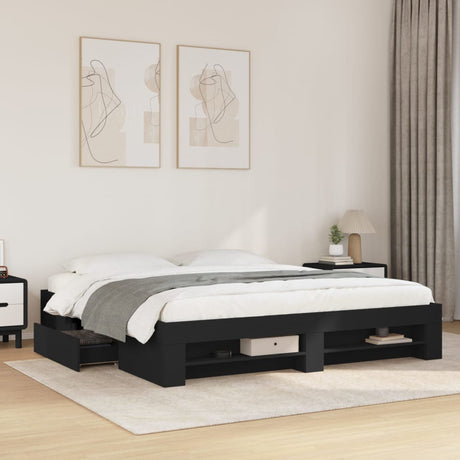 Bed Frame Without Mattress 200X200Cm Engineered Wood