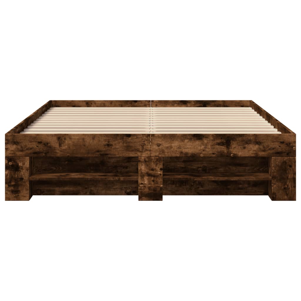 Bed Frame without Mattress Smoked Oak 135x190 cm Double Engineered Wood