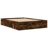 Bed Frame without Mattress Smoked Oak 135x190 cm Double Engineered Wood