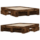 Bed Frame without Mattress Smoked Oak 135x190 cm Double Engineered Wood