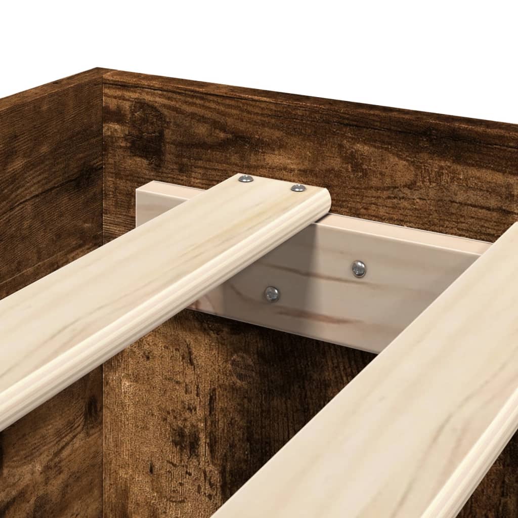 Bed Frame without Mattress Smoked Oak 135x190 cm Double Engineered Wood