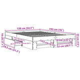 Bed Frame without Mattress Smoked Oak 135x190 cm Double Engineered Wood